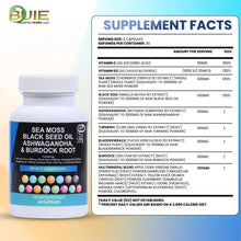 Load image into Gallery viewer, BUIE Sea Moss | Black Seed Oil | Ashwagandha &amp; Burdock Root | 60 Capsules