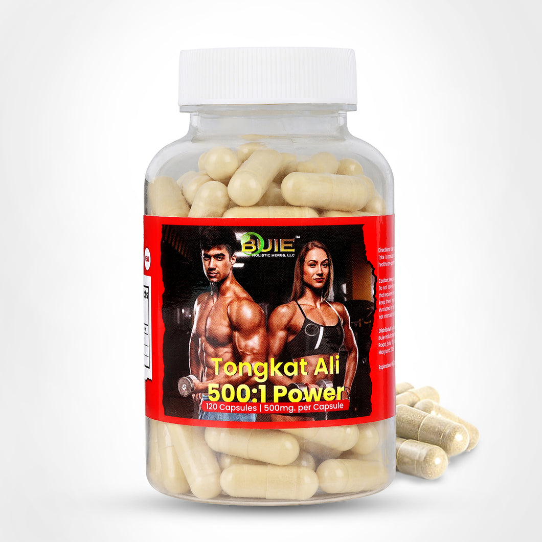BUIE Tongkat Ali Capsules | 120 Capsules (500mg Each) | 500:1 Ratio Natural Herbal Supplement | Gluten-Free, Vegan Formula