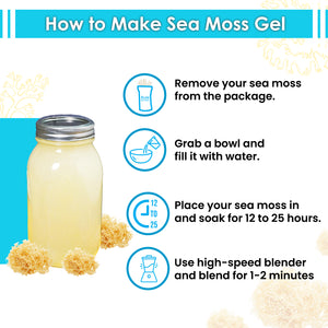 Irish Sea Moss | 8 Oz of Organic Raw Sea Moss | Ideal to make 60+ Oz of Gel | Sun-Dried Golden Sea Moss | Straight from the Coast of St. Lucia