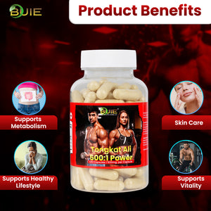 BUIE Tongkat Ali Capsules | 120 Capsules (500mg Each) | 500:1 Ratio Natural Herbal Supplement | Gluten-Free, Vegan Formula