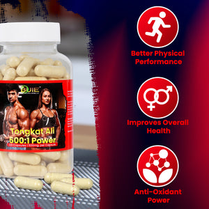 BUIE Tongkat Ali Capsules | 120 Capsules (500mg Each) | 500:1 Ratio Natural Herbal Supplement | Gluten-Free, Vegan Formula
