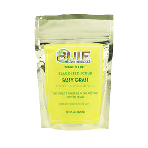 BUIE Sassy Grass Foot Scrub | Infused with Avocado Oil & Black Seed Oil | Leaves foot Exfoliated, Hydrated, Smooth & Refreshed | Like Pedicure in a Zip | 7 Oz.