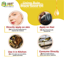Load image into Gallery viewer, BUIE Black Seed Oil | Black Cumin Seed Oil | Un-Refined, Cold Pressed Extra Virgin Oil | with 4.5% to 6% Thymoquinone &amp; Omega 3 6 9 | 4 Fl. Oz.