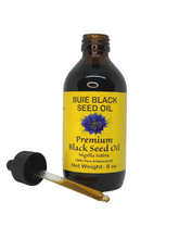 Load image into Gallery viewer, BUIE Black Seed Oil | Black Cumin Seed Oil | Un-Refined, Cold Pressed Extra Virgin Oil | with 4.5% to 6% Thymoquinone &amp; Omega 3 6 9 | 8 Fl. Oz. (Pack of 12)