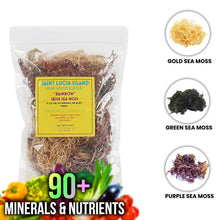 Load image into Gallery viewer, BUIE Multi Color Full Spectrum Irish Sea Moss | Dr. Sebi Inspired | Gold – Green – Purple Sea Moss |No Preservatives | Sun-Dried Sea Moss from the Coast of St. Lucia