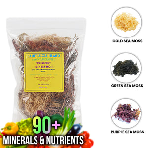 BUIE Multi Color Full Spectrum Irish Sea Moss | Dr. Sebi Inspired | Gold – Green – Purple Sea Moss |No Preservatives | Sun-Dried Sea Moss from the Coast of St. Lucia