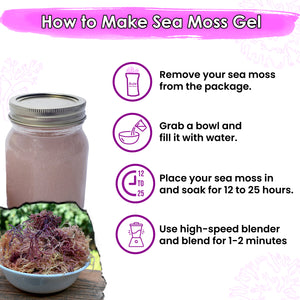Purple Irish Sea Moss - Dr Sebi Inspired | Organic Raw Sea Moss | Make Gel | Purple Sea Moss | Enriched with Minerals & Nutrients