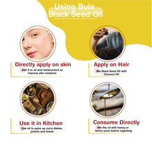Load image into Gallery viewer, BUIE Black Seed Oil | Black Cumin Seed Oil | Un-Refined, Cold Pressed Extra Virgin Oil | with 4.5% to 6% Thymoquinone &amp; Omega 3 6 9 | 8 Fl. Oz. (Pack of 12)