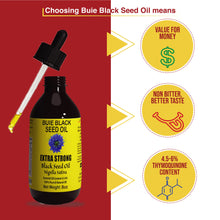 Load image into Gallery viewer, Please note : At the moment, we only have Arabic labeled bottles BUIE Black Seed Oil | Black Cumin Seed Oil | Un-Refined, Cold Pressed Extra Virgin Oil | with 4.5% to 6% Thymoquinone &amp; Omega 3 6 9 | 16 FL Oz. (Pack of 2 each 8oz)