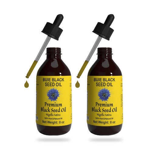 BUIE Black Seed Oil | Black Cumin Seed Oil | Un-Refined, Cold Pressed Extra Virgin Oil | with 4.5% to 6% Thymoquinone & Omega 3 6 9 | 16 FL Oz. (Pack of 2 each 8oz)